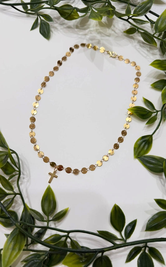 CBG Sequin Disc Cross Choker